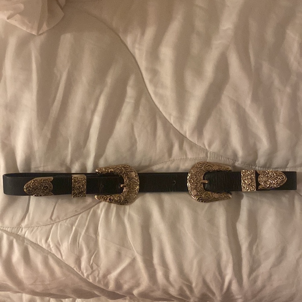 Black vegan leather belt